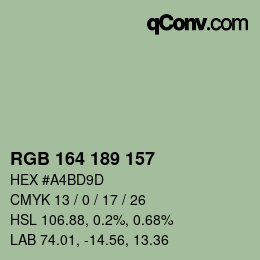 Color code: RGB 164 189 157 | qconv.com