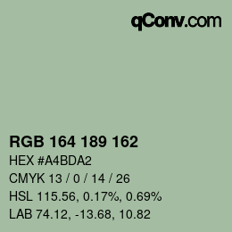 カラーコード: RGB 164 189 162 | qconv.com