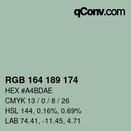 Color code: RGB 164 189 174 | qconv.com