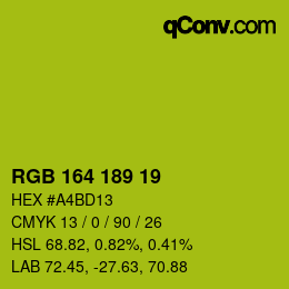 カラーコード: RGB 164 189 19 | qconv.com