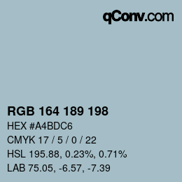 Farbcode: RGB 164 189 198 | qconv.com