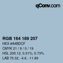 Color code: RGB 164 189 207 | qconv.com