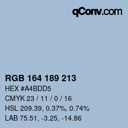 Color code: RGB 164 189 213 | qconv.com