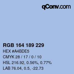 颜色代码: RGB 164 189 229 | qconv.com