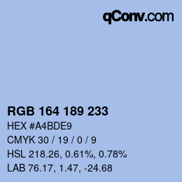 Color code: RGB 164 189 233 | qconv.com