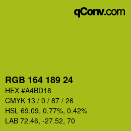 カラーコード: RGB 164 189 24 | qconv.com
