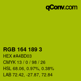 Color code: RGB 164 189 3 | qconv.com