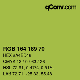 カラーコード: RGB 164 189 70 | qconv.com