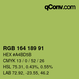 カラーコード: RGB 164 189 91 | qconv.com