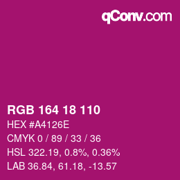 颜色代码: RGB 164 18 110 | qconv.com