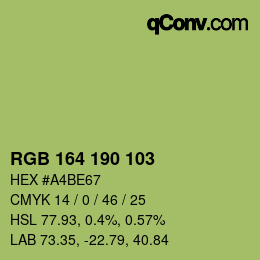 Color code: RGB 164 190 103 | qconv.com