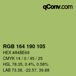 Color code: RGB 164 190 105 | qconv.com