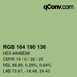 Color code: RGB 164 190 136 | qconv.com