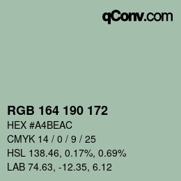 カラーコード: RGB 164 190 172 | qconv.com