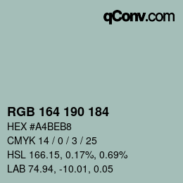 Color code: RGB 164 190 184 | qconv.com