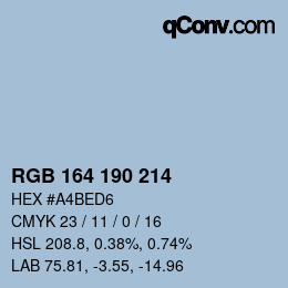 Color code: RGB 164 190 214 | qconv.com