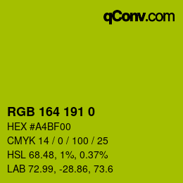 Color code: RGB 164 191 0 | qconv.com