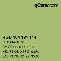 Color code: RGB 164 191 114 | qconv.com