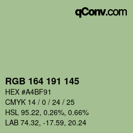 Color code: RGB 164 191 145 | qconv.com