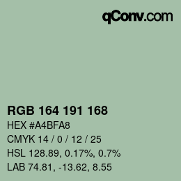 Color code: RGB 164 191 168 | qconv.com