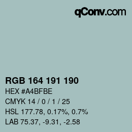 Color code: RGB 164 191 190 | qconv.com