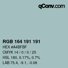 Color code: RGB 164 191 191 | qconv.com