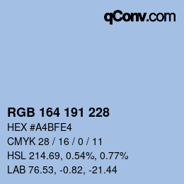 Color code: RGB 164 191 228 | qconv.com