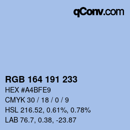 Color code: RGB 164 191 233 | qconv.com