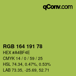 Color code: RGB 164 191 78 | qconv.com