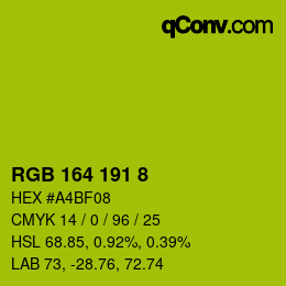 颜色代码: RGB 164 191 8 | qconv.com