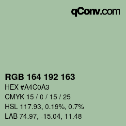 カラーコード: RGB 164 192 163 | qconv.com