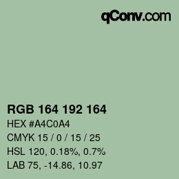 Color code: RGB 164 192 164 | qconv.com