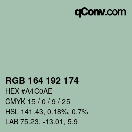 Color code: RGB 164 192 174 | qconv.com