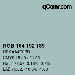 カラーコード: RGB 164 192 189 | qconv.com