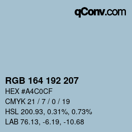 Color code: RGB 164 192 207 | qconv.com