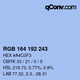 Color code: RGB 164 192 243 | qconv.com