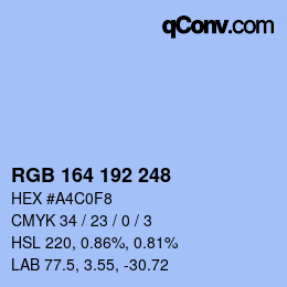Color code: RGB 164 192 248 | qconv.com