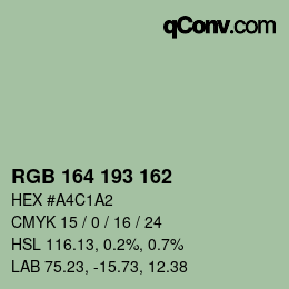 Color code: RGB 164 193 162 | qconv.com