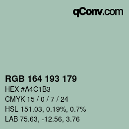 Color code: RGB 164 193 179 | qconv.com