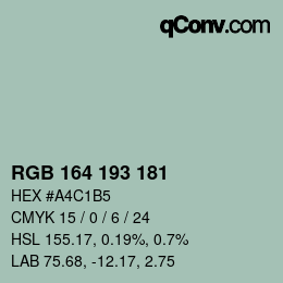 Color code: RGB 164 193 181 | qconv.com