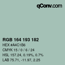 カラーコード: RGB 164 193 182 | qconv.com