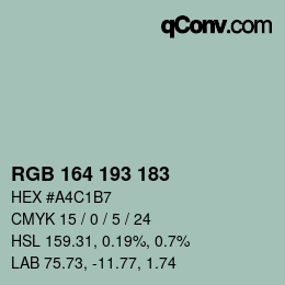 Color code: RGB 164 193 183 | qconv.com