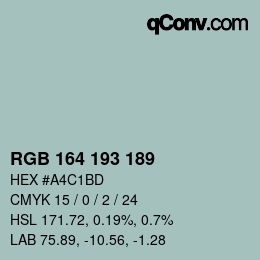 颜色代码: RGB 164 193 189 | qconv.com