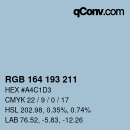 カラーコード: RGB 164 193 211 | qconv.com