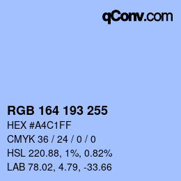 Color code: RGB 164 193 255 | qconv.com