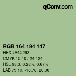 Código de color: RGB 164 194 147 | qconv.com