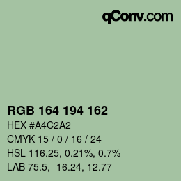 Color code: RGB 164 194 162 | qconv.com