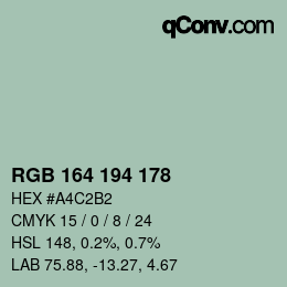 Color code: RGB 164 194 178 | qconv.com