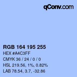 颜色代码: RGB 164 195 255 | qconv.com