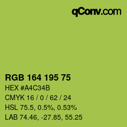 Color code: RGB 164 195 75 | qconv.com